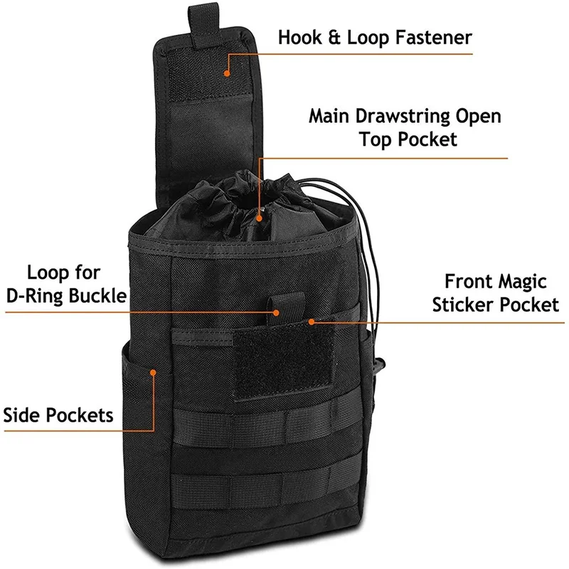 Tactical Molle Foldable Molle System AR15 Dump Magazine Pouch Hunting Recovery Bag EDC Drop Pouch Airsoft Accessories
