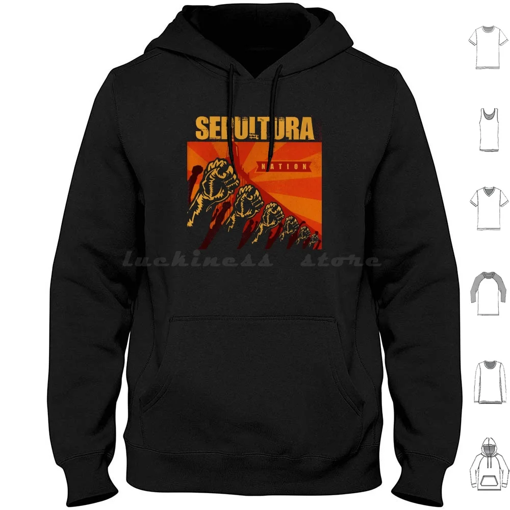 Sepulturas Nation Hoodie Cotton Long Sleeve Sepultura Heavy Metal Groove Metal Metal Max Cavalera Cavalera Dancing On