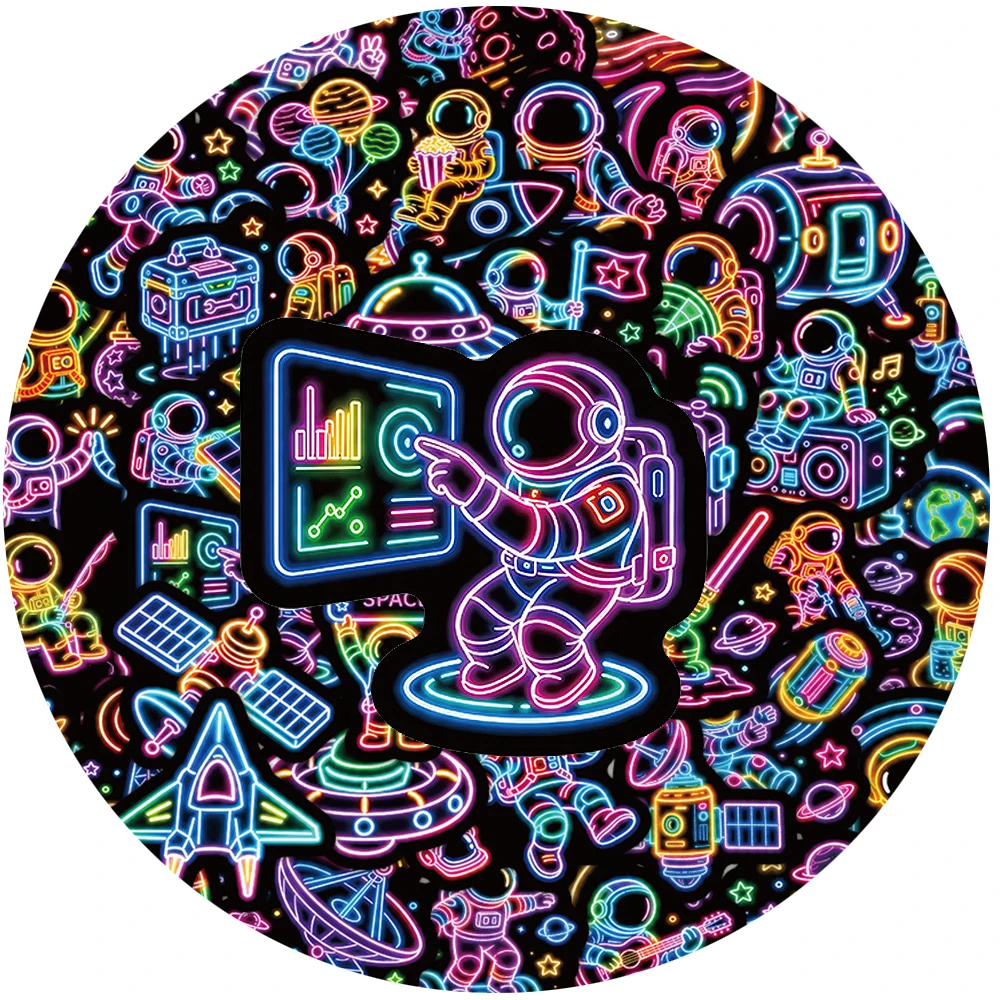 10/30/50 Uds. Pegatinas Kawaii de Astronauta Neón, Lindas y Coloridas, para Papelería, Cuadernos, Teléfonos, Decoración, Juguetes y Regalos