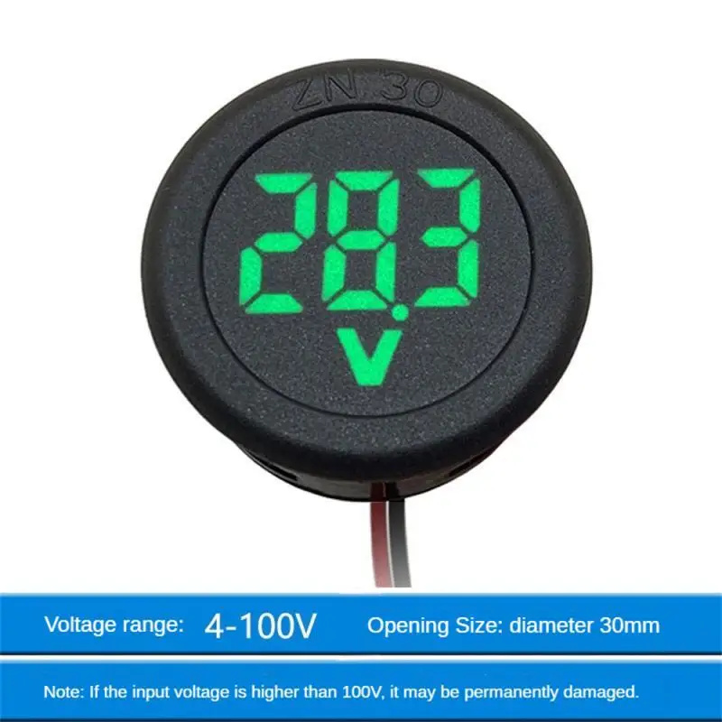 Dc 4-100V Dc Digitale Omgekeerde Bescherming Voltmeter Hoofd Display Geleid Digitaal Display Rond Tweedraads Voltmeter Kalibrator Product