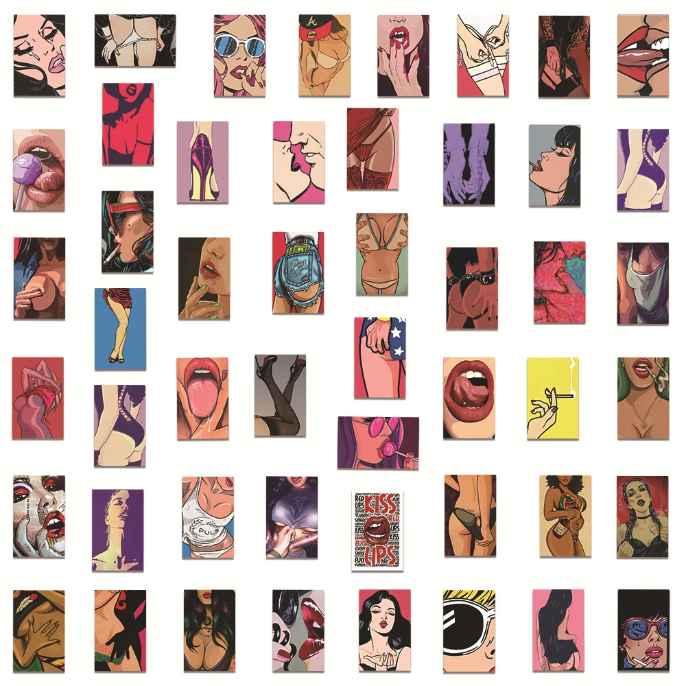 10/30/50pcs European And American Sexy Seduction Stickers for Suitcase Wall Phone Beauty Graffiti Pretty Girls Mix Style Sticker