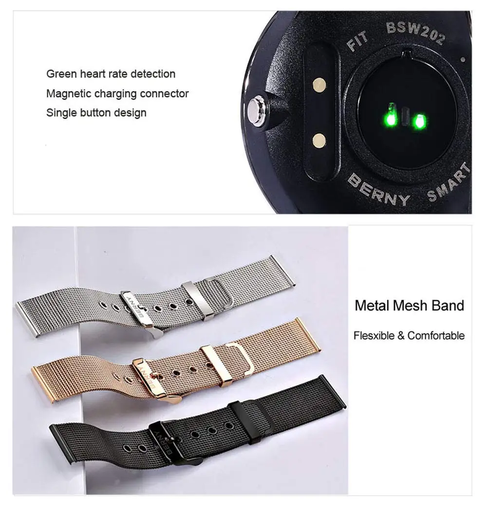 BERNY Smart Watch per donna uomo coppia cardiofrequenzimetro impermeabile sport Fitness Tracker Android IOS Clock