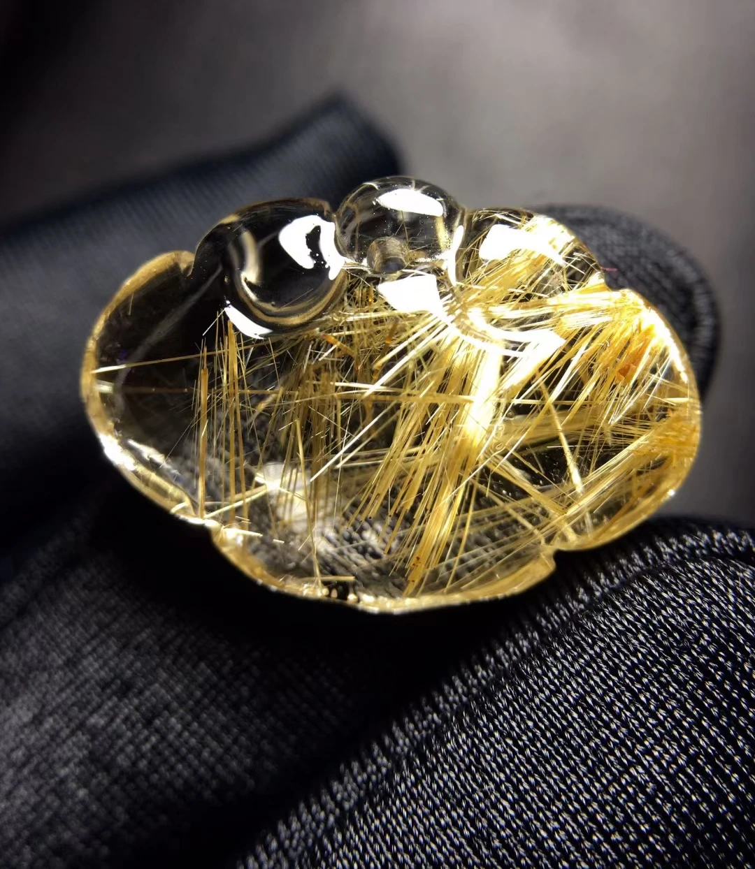 Natural Gold Rutilated Quartz Lock Pendant Necklace Jewelry 23.3*16.7*8.2mm Yellow Rutilated Women Men AAAAAAA