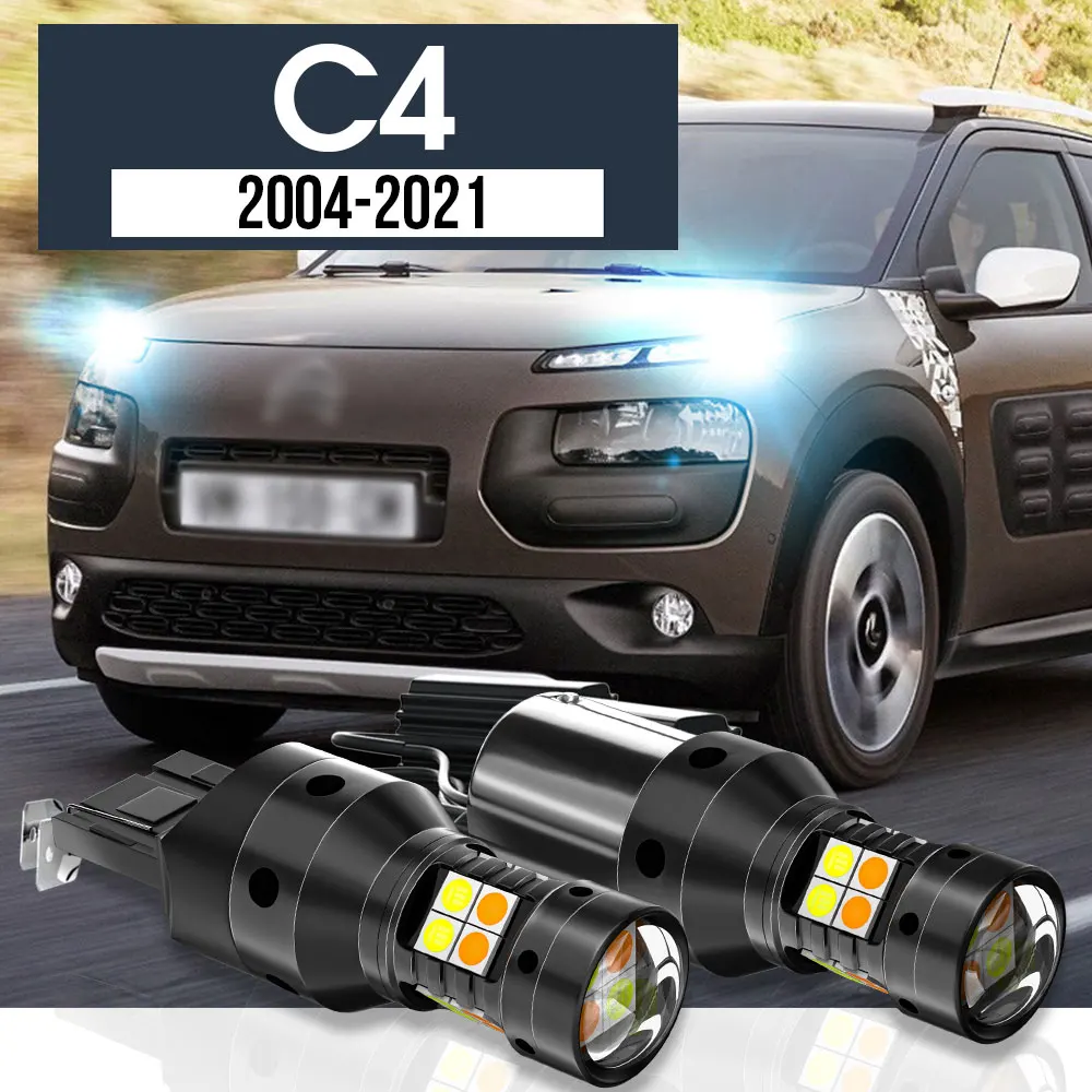 

2pcs LED Dual Mode Turn Signal+Daytime Running Light Blub DRL Canbus Accessories For Citroen C4 Coupe 2004-2021 2012 2013 2014