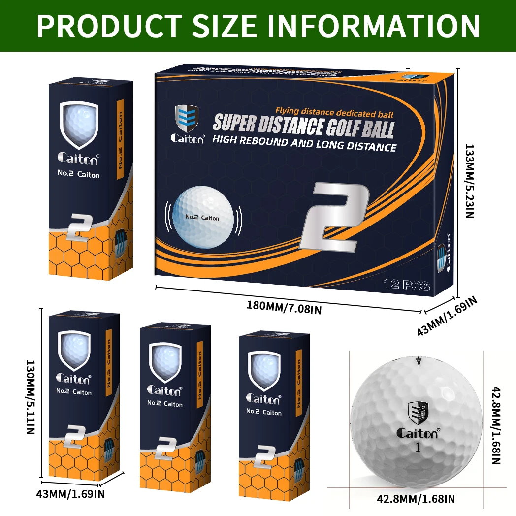 Caiton 12/6/3PCS Premium Multi-Layer Golf Balls, Suitable for High Swing Speed, Durable Cover, Low Compression Spin Control