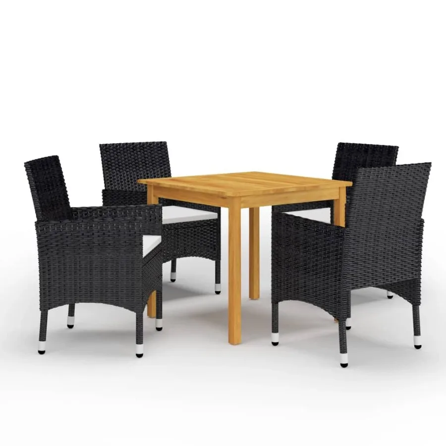 

5 Piece Patio Dining Set Black
