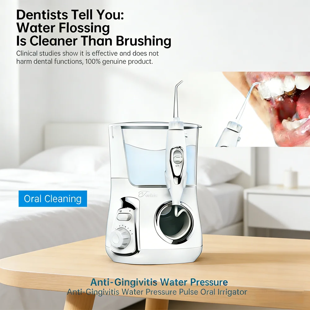 

Электрический ирригатор для полости рта настольный, 800 мл, 10 режимов, 5 многофункциональных насадок для здоровья зубов