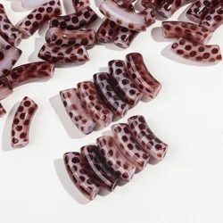 11mm Acrylic Leopard Big Tube Beads 10pcs Chunky Bamboo Bend Loose Bead for DIY Bracelet Necklace Jewelry Making Accessories