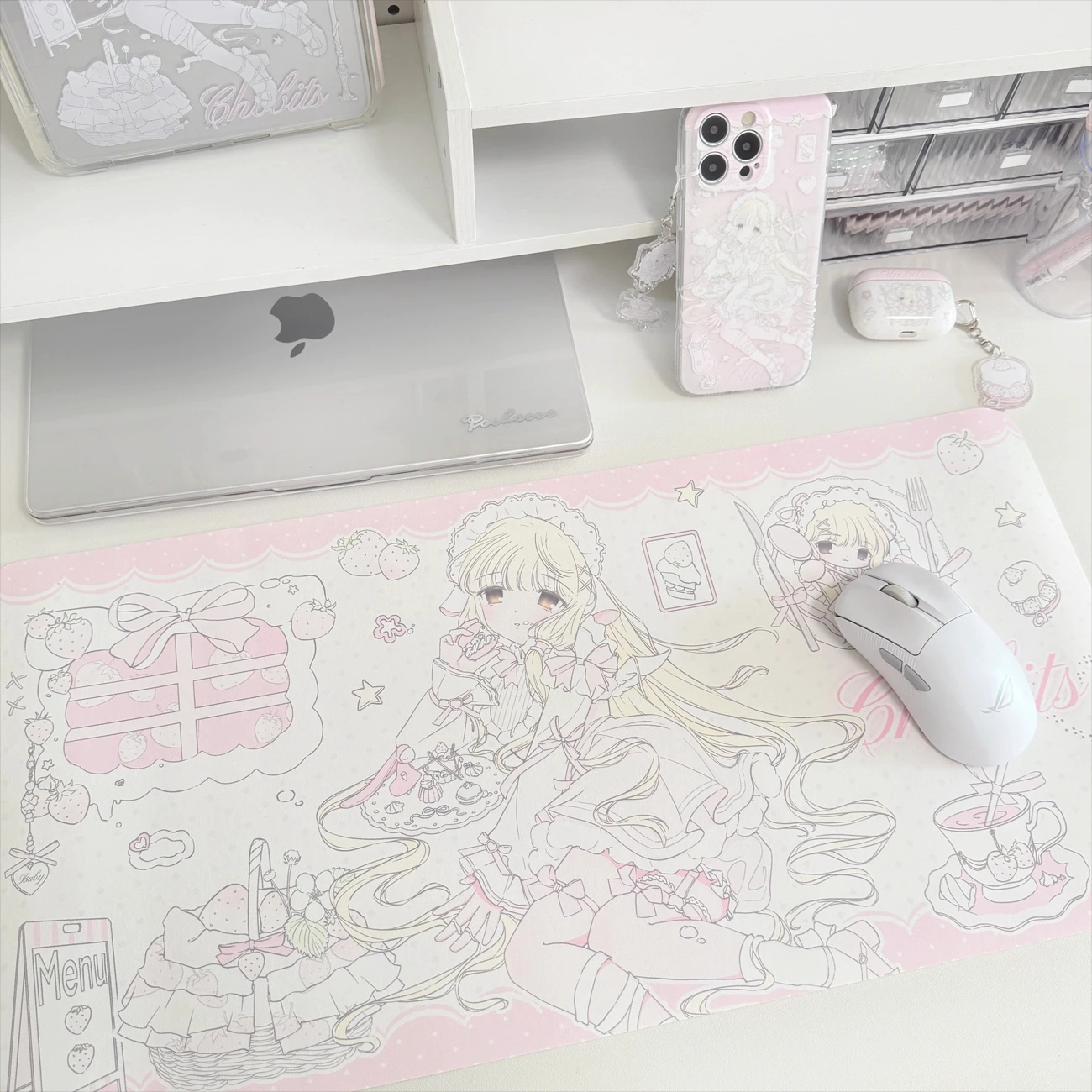 

Kawaii Cute Girl Large Mouse Pad Original Ins Style Waterproof Non-Slip PU Leather Desk Mat Office Study Computer Keyboard Pad