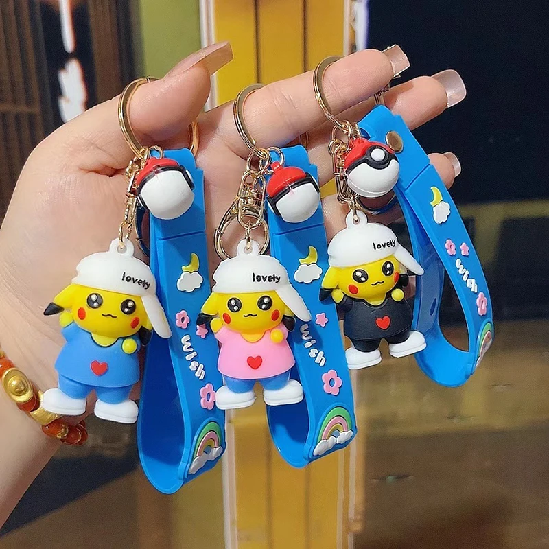 Pokemon Schlüsselanhänger, süßer Pikachu Schlüsselanhänger, Anime-Taschenanhänger, Rucksackanhänger, Kawaii Geschenk für Fans, Paare, Geburtstag