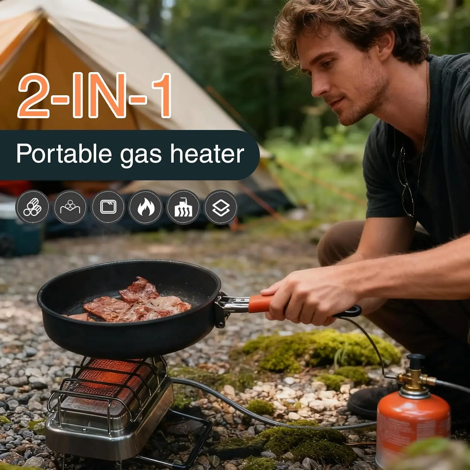 

Portable Heater For Camping 2 In 1 Stove Outdoor Gas Burner For Cooking Hiking Picnic BBQ