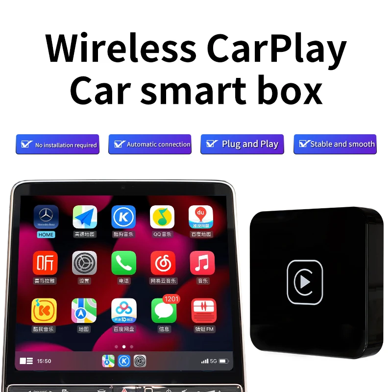 Mini Box Dongle Wired To Wireless Carplay Android Auto For Audi Toyota Mazda Nissan Chevrolet Suzuki Subaru Kia Ford Opel Skoda