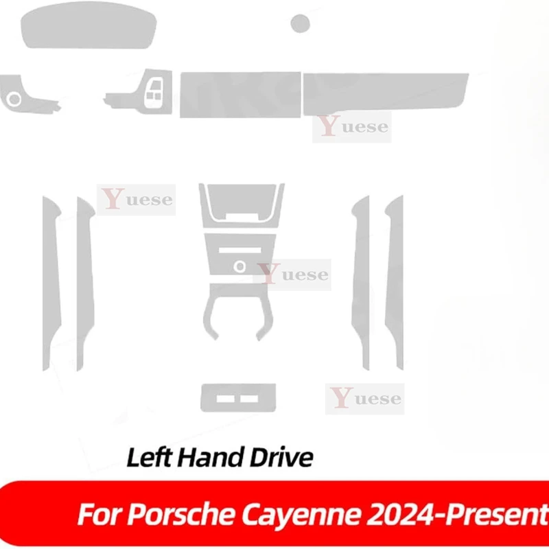 Car Interior Center Console Transparent TPU Protective Film Anti-scratch Sticker For Porsche Cayenne Turbo GT 2024-2025