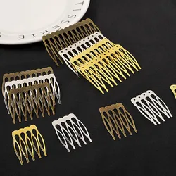 10pcs 5/10 Teeth Metal Hair Comb Blank Base Gold Hair Claw Hairpins For Jewelry Making DIY Wedding Hair Components Accessories