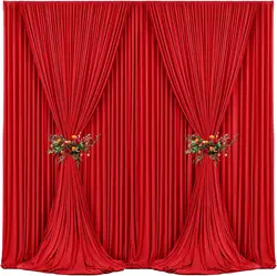 30ft x 10ft Wrinkle Free Red Backdrop Curtains for Parties, Polyester Photo Backdrop Drapes 6 Panels 5x10ft for Weddings Birthda