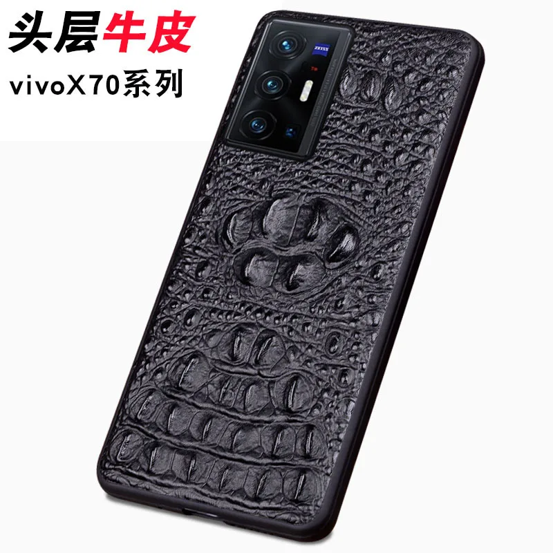 

In Stock Luxury New Genuine Leather Luxury 3d Crocodile Head Phone Case For Vivo X70 Pro Plus + Cover Cases