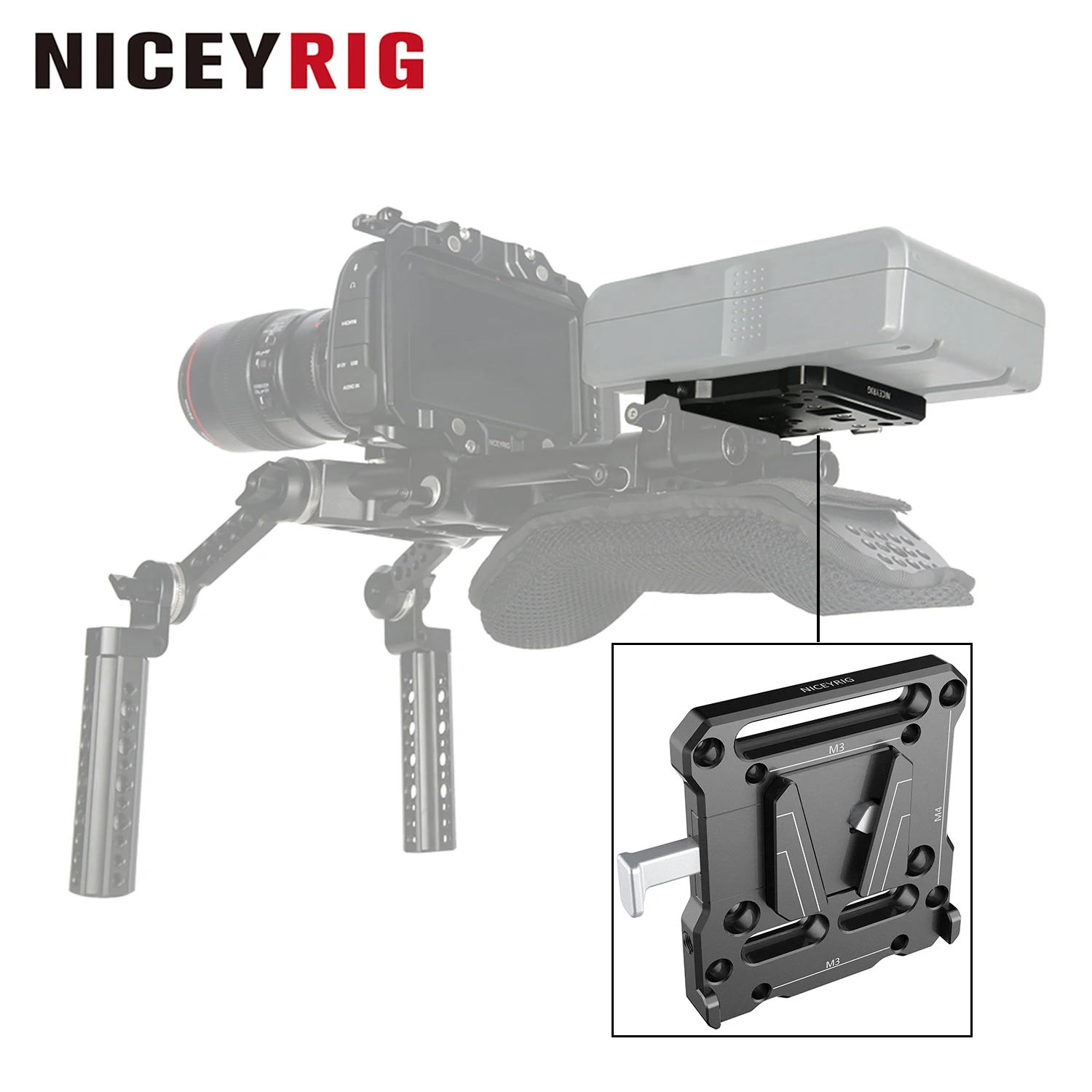 

NICEYRIG V-Mount Plate V Lock Quick Release Plate with 1/4 M3 M4 Thread Slot