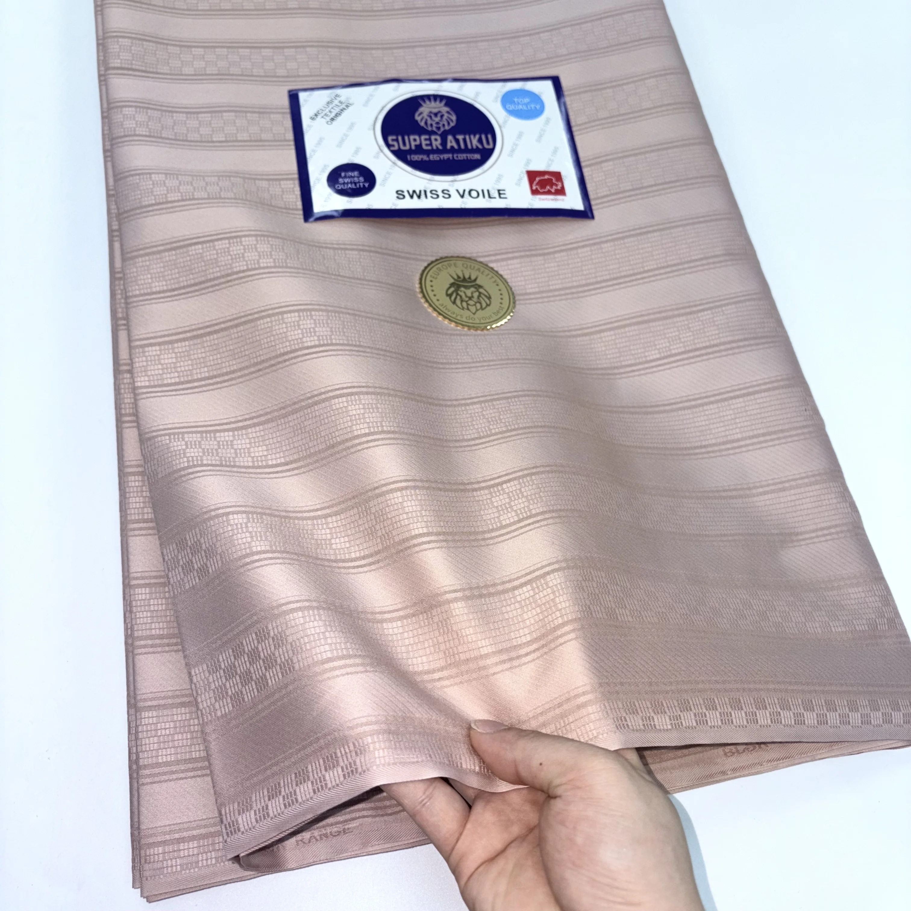 Hot Sale Atiku Fabric For Men Egypt Cotton 2026 Swiss Voile Lace Nigerian Lace Fabric High Quality 5 Yards Materials Clothes