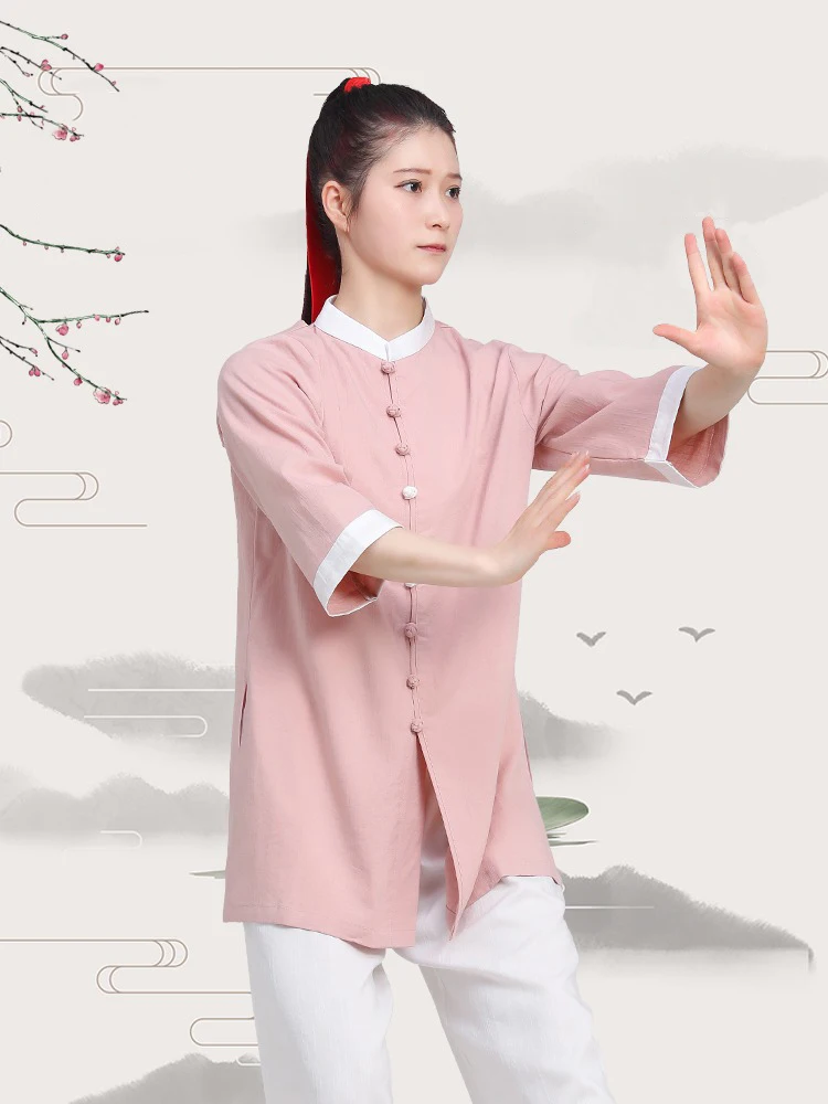 

Kun Master Kung Fu Uniform Martial Arts Tai Chi Clothing Multicolor Three-Quarter Sleeves Summer Chinese Traditional Clothes