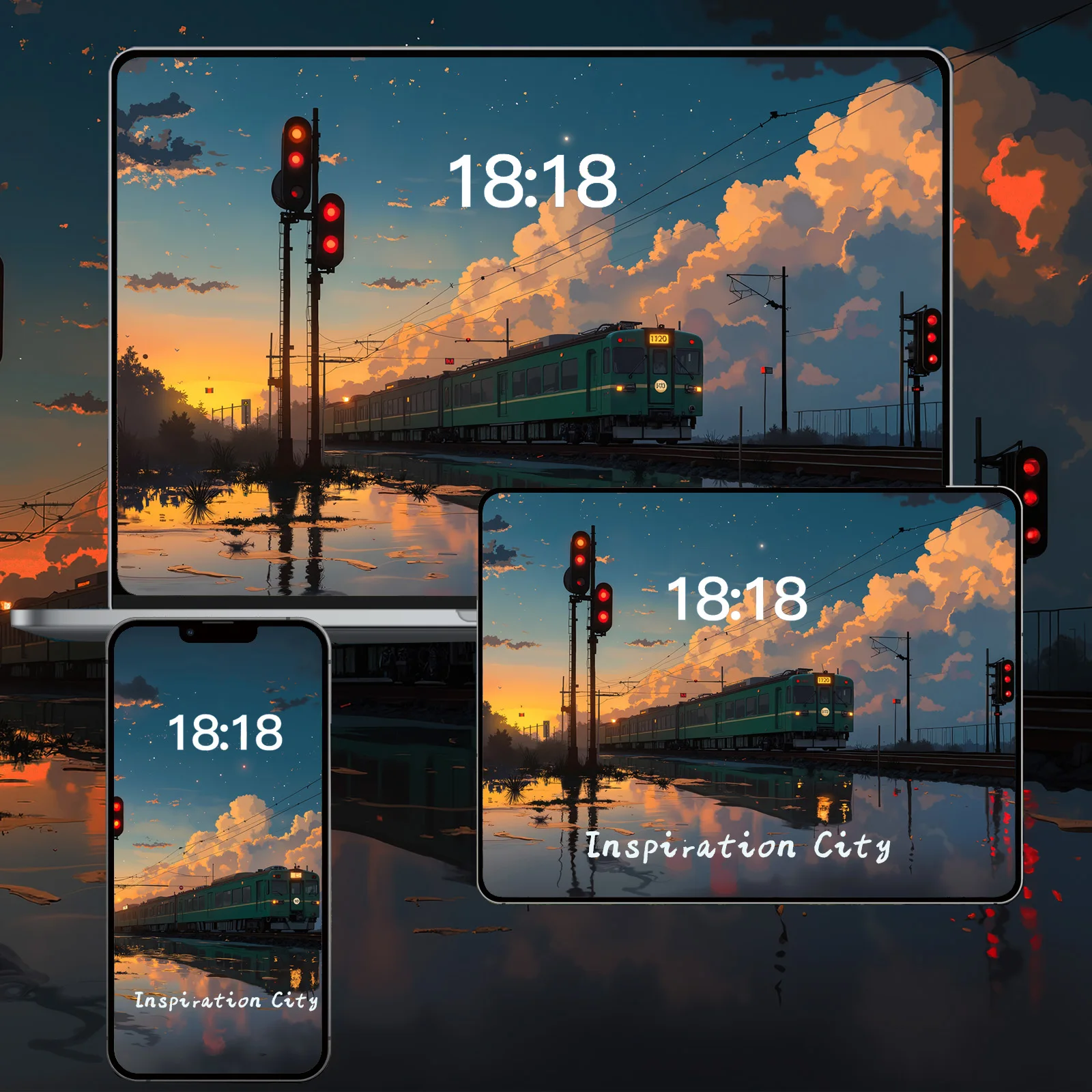 MAC Computer Ipad Tablet iphone Phone screen 6K HD Wallpapers screen Healing Dusk train illustration