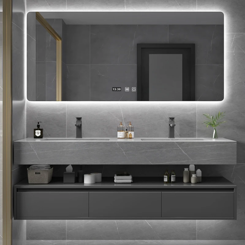 Slate integrated basin bathroom cabinet combined toilet washbasin sink