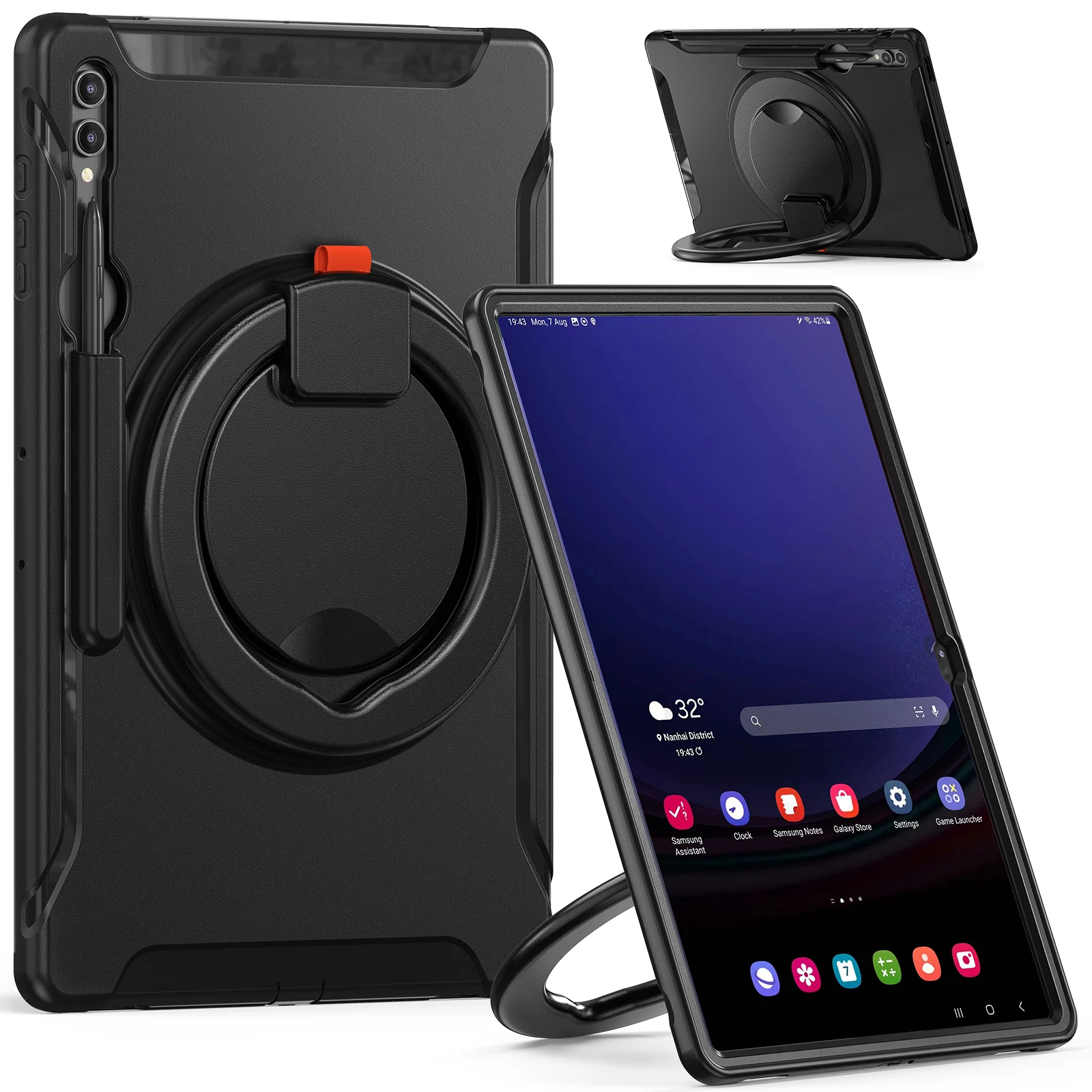 

Чехол-подставка для Samsung Tab S10 S9 S8 Ultra SM-920 X926B X910 X916B X900 X906B 14,6 дюйма, вращающийся на 360 градусов чехол из ТПУ + ПК с ручкой