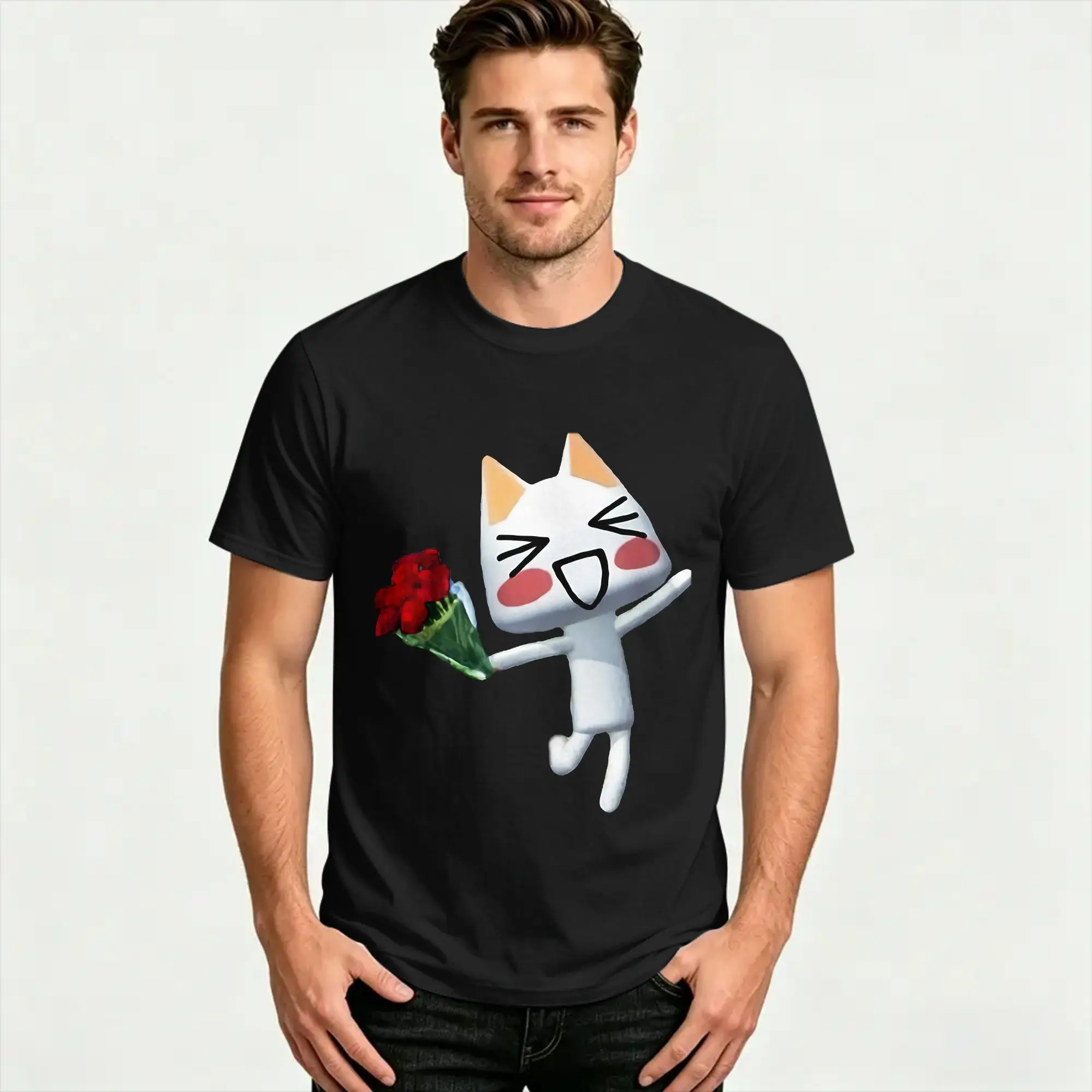 Men Women's T-Shirts Toro Inoue Cat Doko Demo Issyo  Novelty Pure Cotton Tee Shirt Short Sleeve  T Shirt O Neck Clothes Graphic