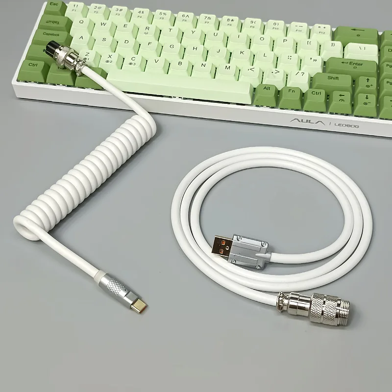 8K Magnetic Axis Mechanical Keyboard Cable PU6.0 Aviation Plug Cable RGB Fast Charging Spiral Line Game Keyboard Accessories