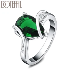 Green AAAAA Crystal Ring For Woman Fashion Wedding Engagement Party Charm Jewelry