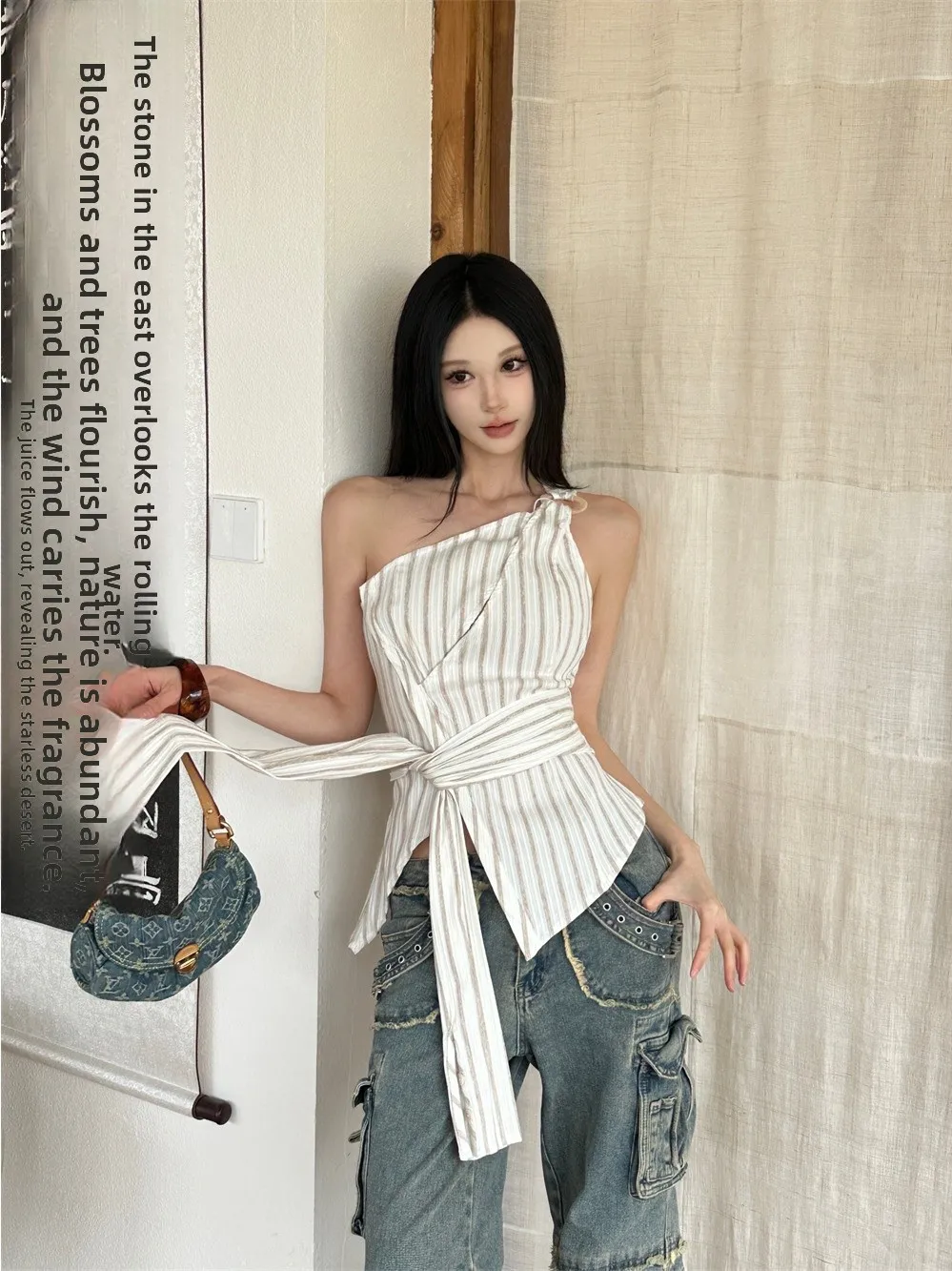 

Migh Peach Aunt, весна-лето, новинка, деревянная бусина, ожерелье, одинарный топ Irt Svel, нерегулярный топ, женская мода