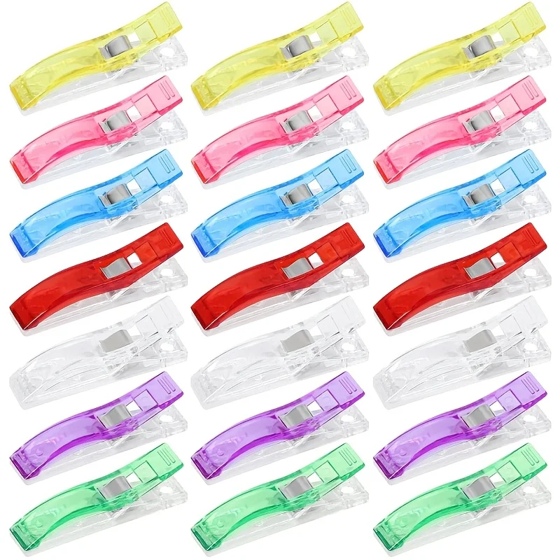 21-teiliges Multifunktionales Transparentes Nähclips-Set, Geeignet für Stoffbindung, Patchwork, Handarbeiten, Nähzubehör und Accessoires