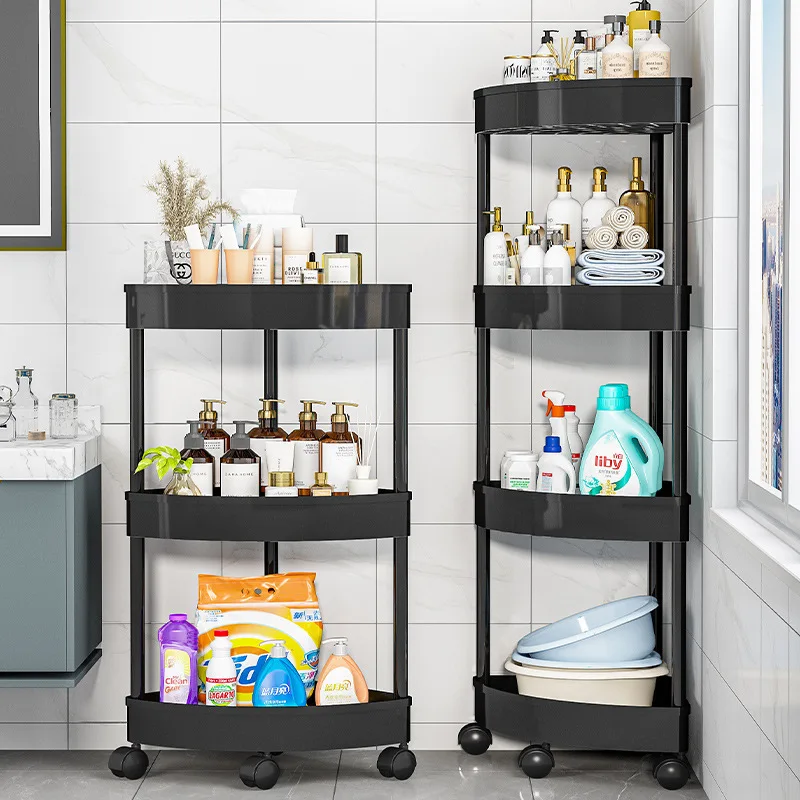 Bathroom Storage Rack with Wheels Floor-standing Corner Shelf Multi Layer Mobile Shelf Organizer Gap Bathroom Shelf Rolling Cart