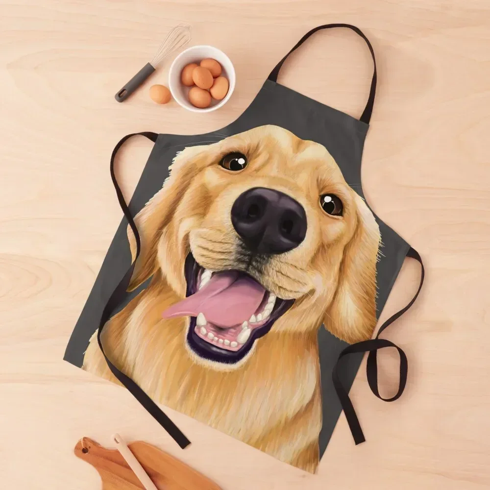 

Golden Retriever- Up close dog Apron Kitchen Handle For Women Kitchen Front Things For The Kitchen cooks clothes Apron