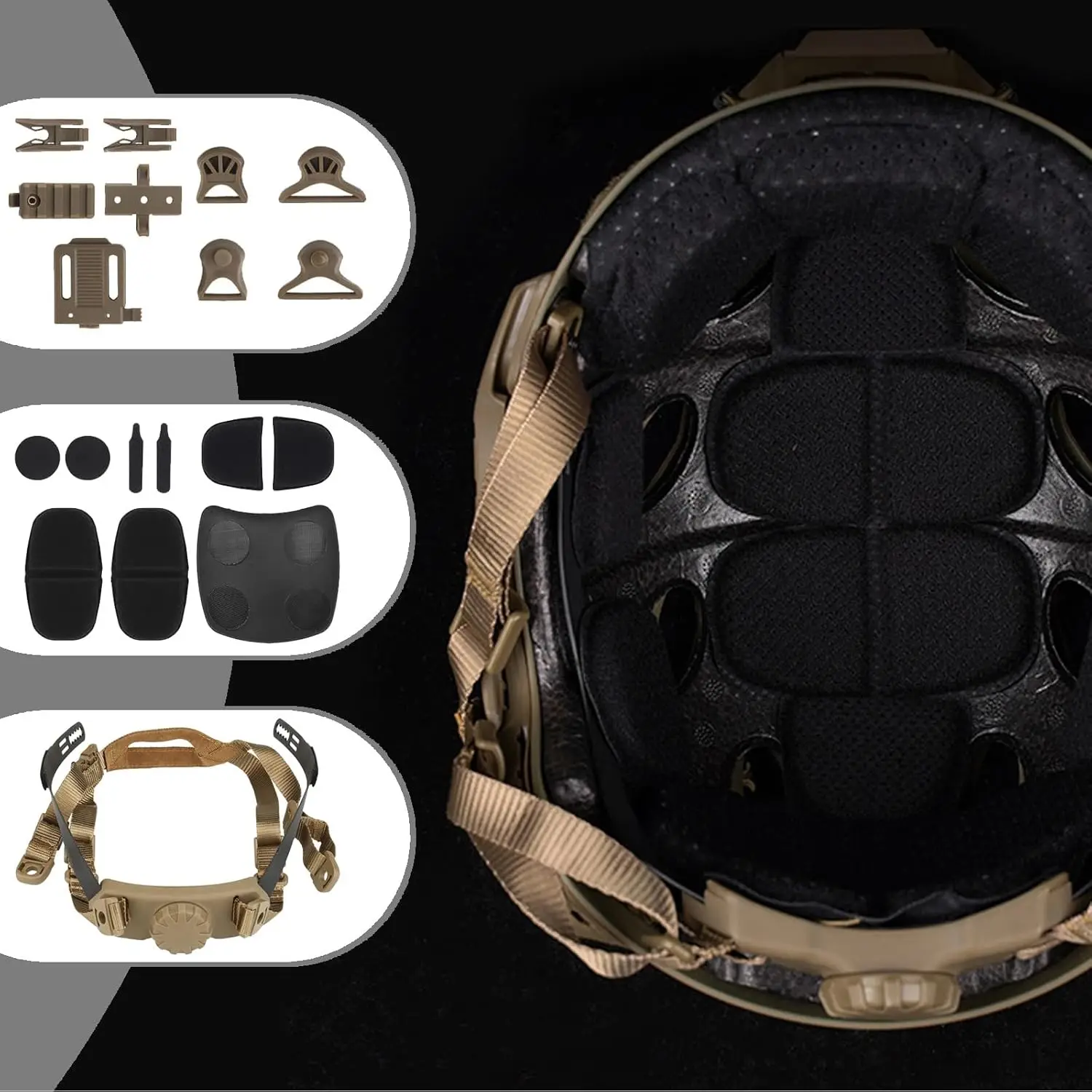 مجموعة خوذة Airsoft سريعة مع سماعة رأس تكتيكية NVG نموذج مصباح إشارة مجموعة خوذة كرات الطلاء الخارجية للصيد لعبة CQB CS