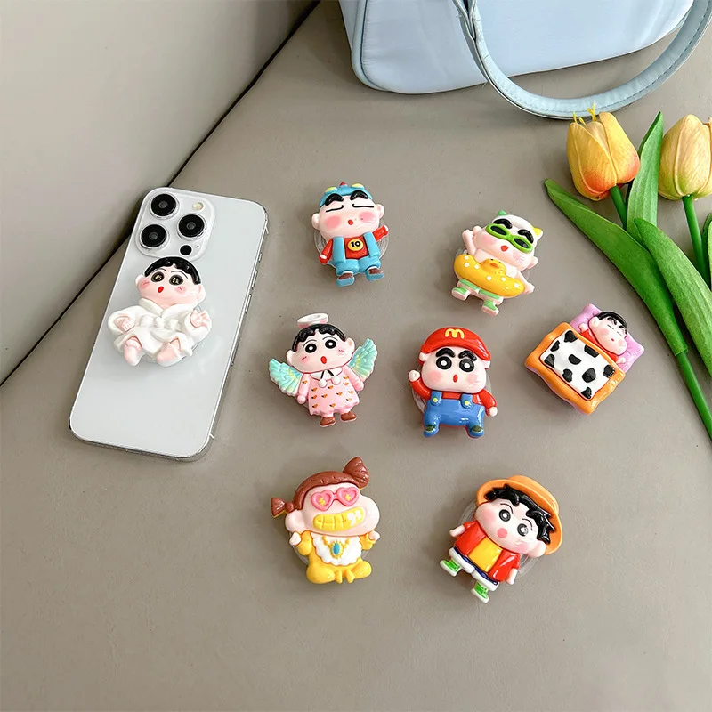 Kawaii Crayon Shin-Chan Phone Airbag Stand Cute Anime Doll Scalable Rotating Desktop Stand Stereoscopic Tablet Accessories Gift