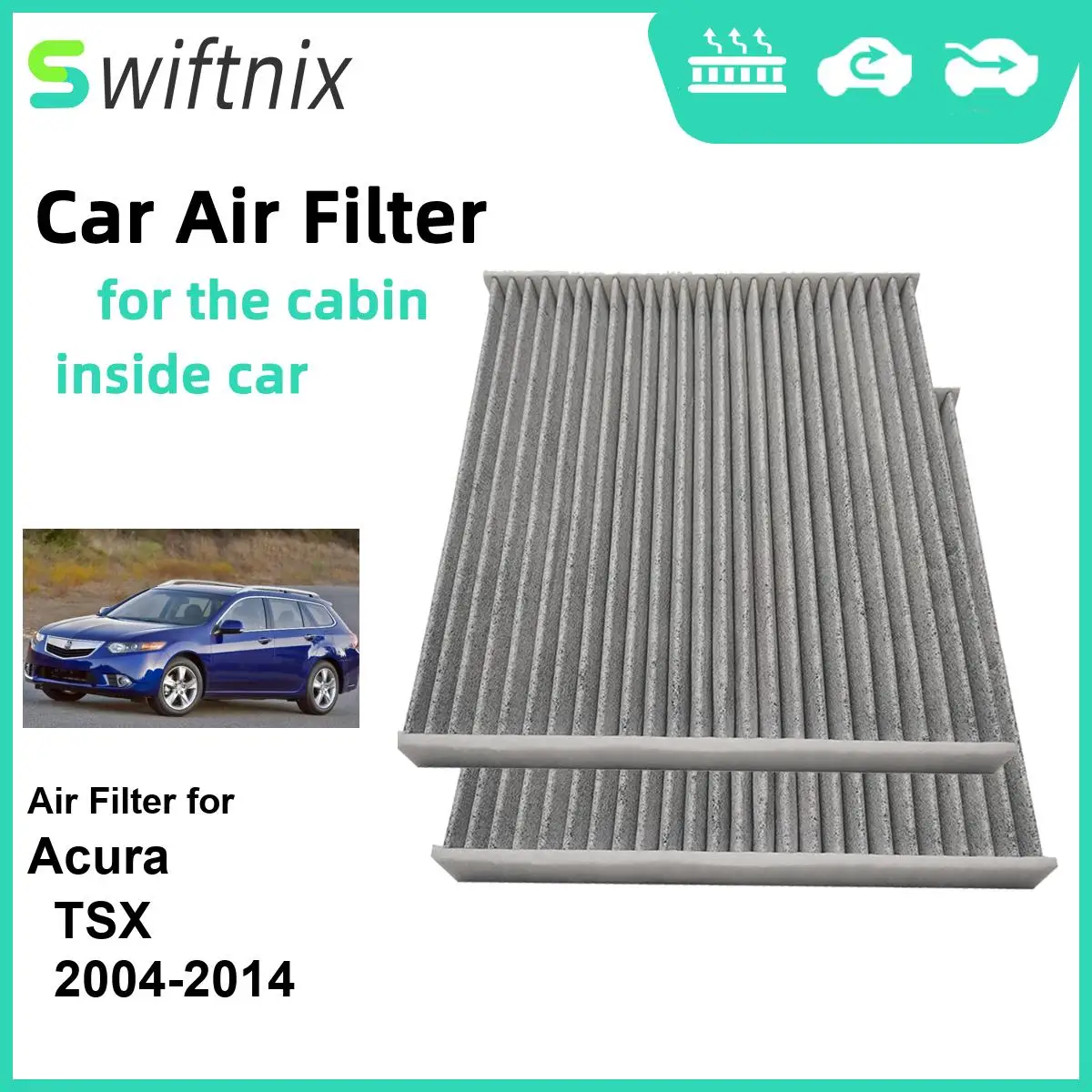 

2PCS Activated Air Filter Calm Carbon Fiilter Cabin for Acura TSX 2004-2014 CF10134 80219-SHJ-A01 80292-SDA-407 80292-SDA-A01)