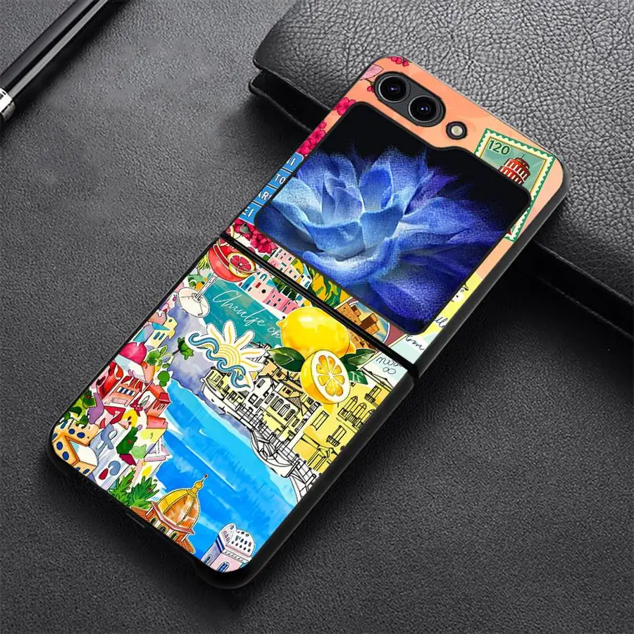Bright Beach Painting Phone Shell Funda Case for Samsung Galaxy Z Flip 8 Flip6 Flip5 Flip4 Flip3 Flip7 FE Z Flip 7 6 5 4 3