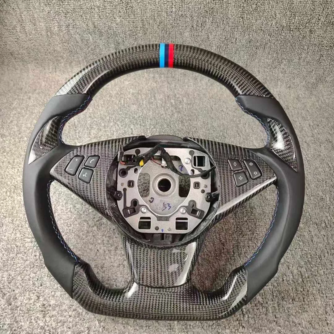 Racing Carbon Fiber Steering Wheel For BMW E60 E61 Touring 530d 545i 550i E63 Coupe E64 630i 645Ci 650i