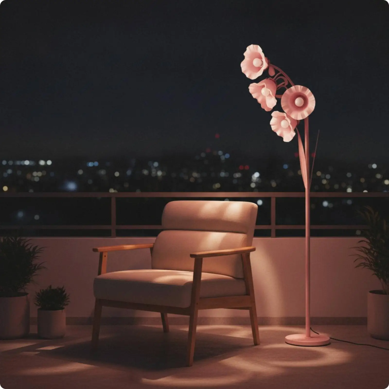 Versatile Flower Motif Floor Lamp with Reliable Power Cord for Tight Spaces Beside Armchair or Bedside Table