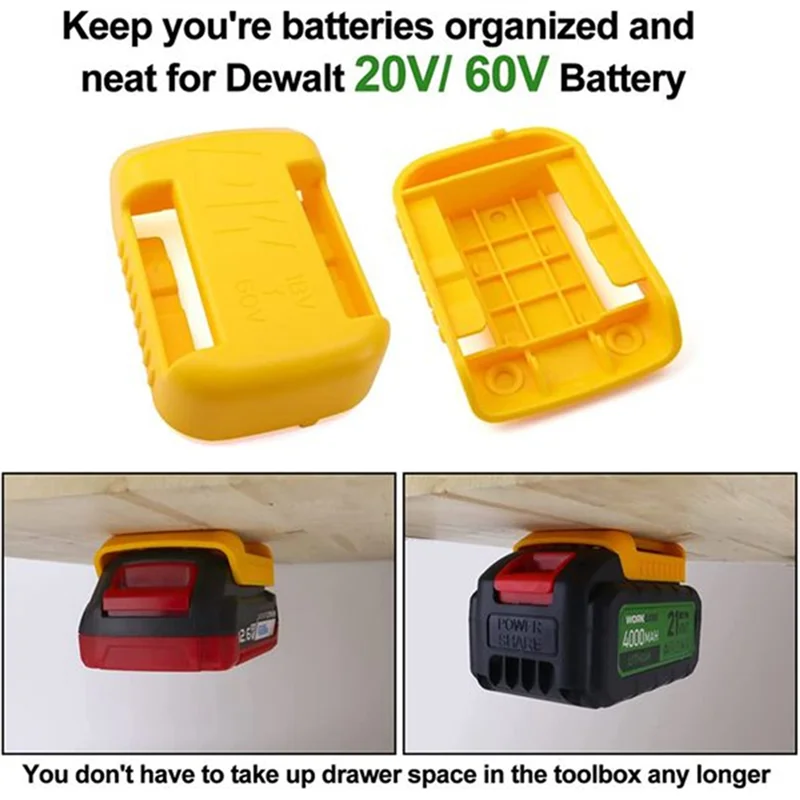 10Pcs Battery Holder For Dewalt 18V 20V Wall Mount Battery Dock Holder For Dewalt Tool 18V-60V Battery Storage Holder-ABLI