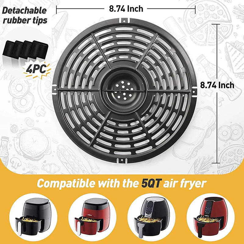 1PC Air Fryer Mats Grill Cooking Pan Rack Round Square Non-Stick Food Separator Cooking Divider Kitchen Air Fryer Accessories