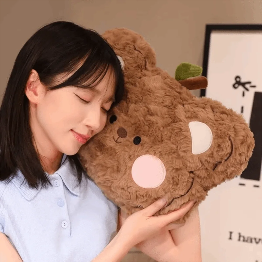 Seat Companion Soft Curly Fluff Bear Pillow Blush Cheek Adorable Sofa Cushion Animal Kawaii Bear Face Pillow Girls