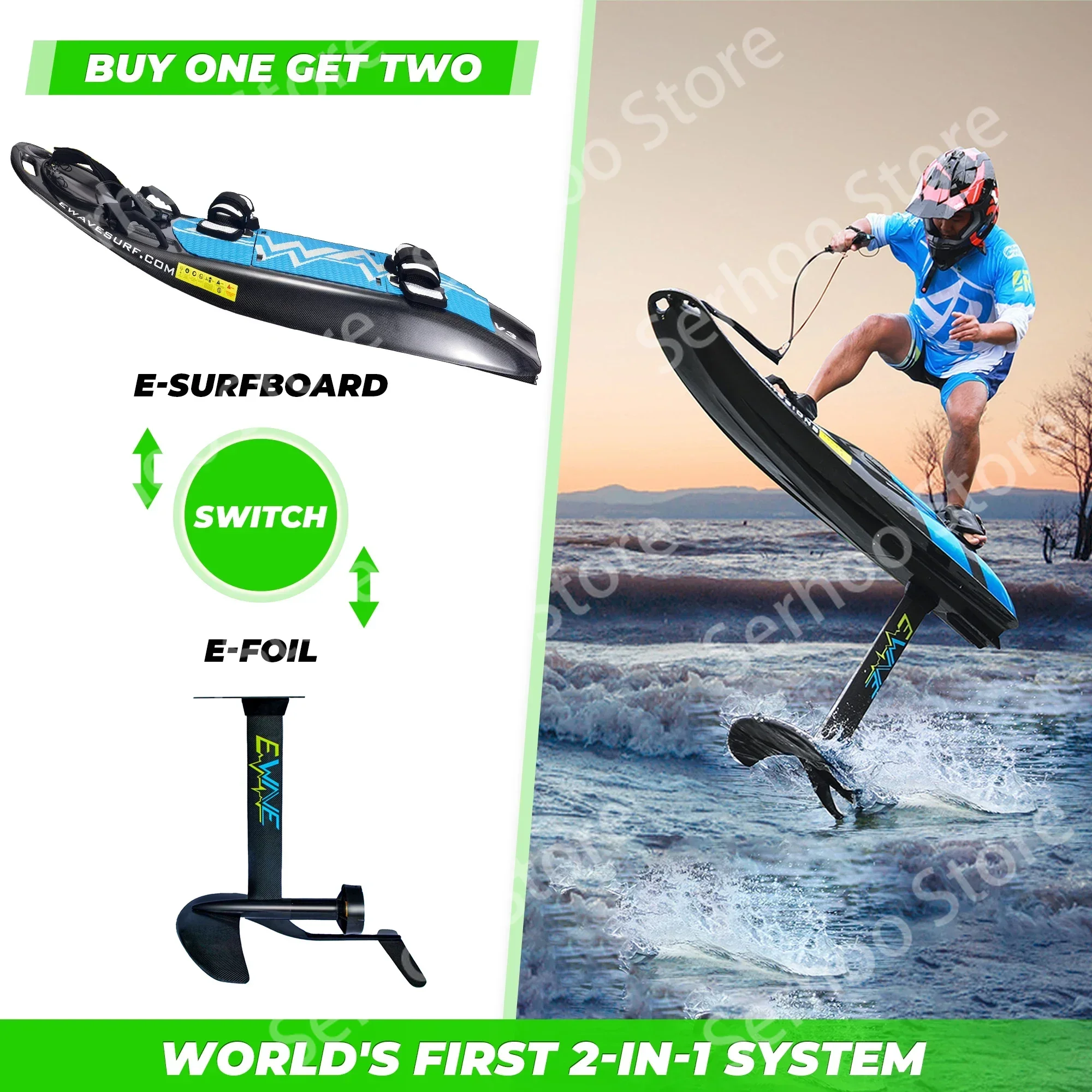 EWAVE Manufacturer New 2024 48v Low Voltage Battery Remote Control Elektrisches E Hydrofoil Surf Board Electric Surfboard Efoil