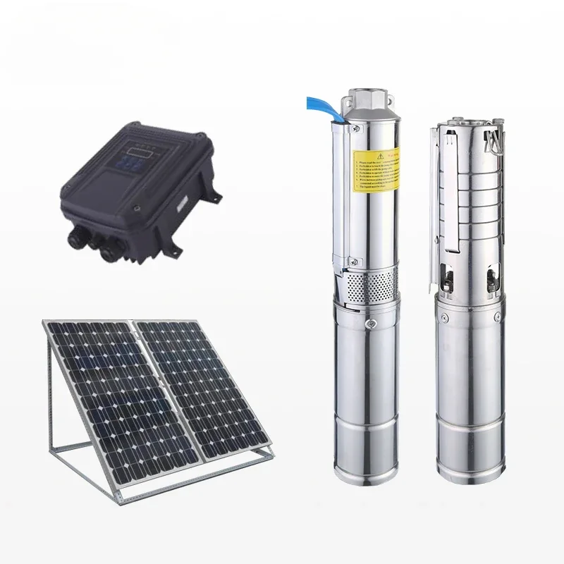 Kit de bombeamento de água solar dc de alta pressão de 1hp, bombas submersíveis de poço profundo