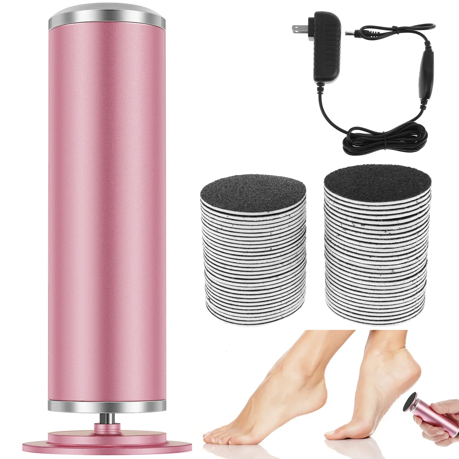 

Электрическая пилка для ног с регулируемой скоростью, профессиональный прибор для удаления мозолей с 60 шт. абразивных насадок