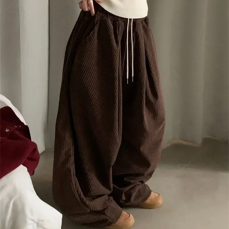 سراويل نسائية كاجوال عالية الخصر واسعة الساق فضفاضة تناسب مريحة ريترو Sle سروال قصير أنيق للسيدات #1