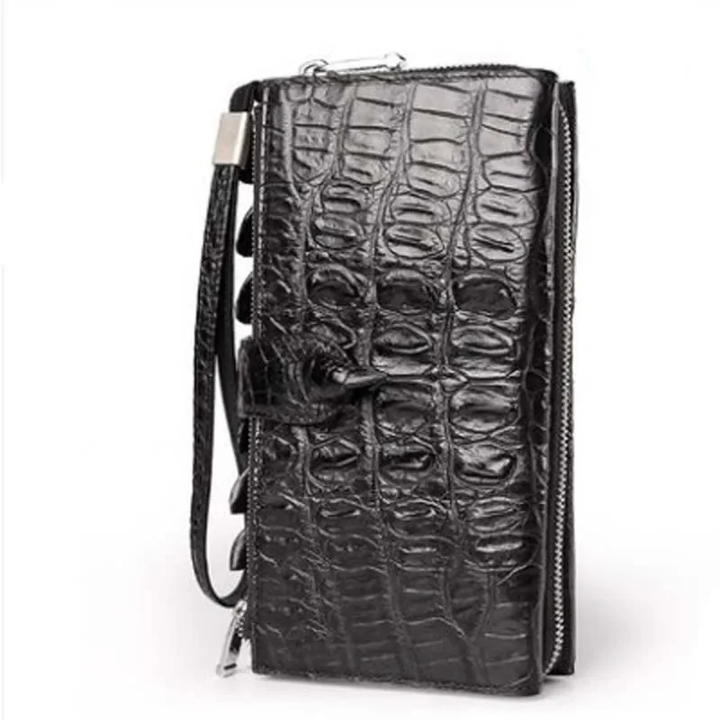 

Gete новая мужская горизонтальная сумка из крокодиловой кожи для мужчин с двойной молнией на запястье большой емкости мужской клатч