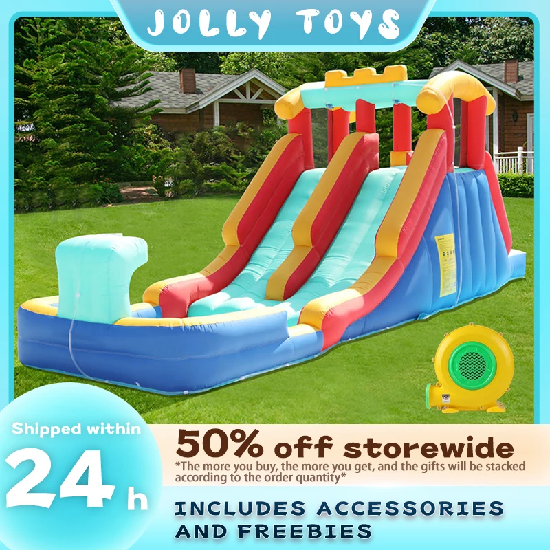 

Детский надувной батут с водной горкой