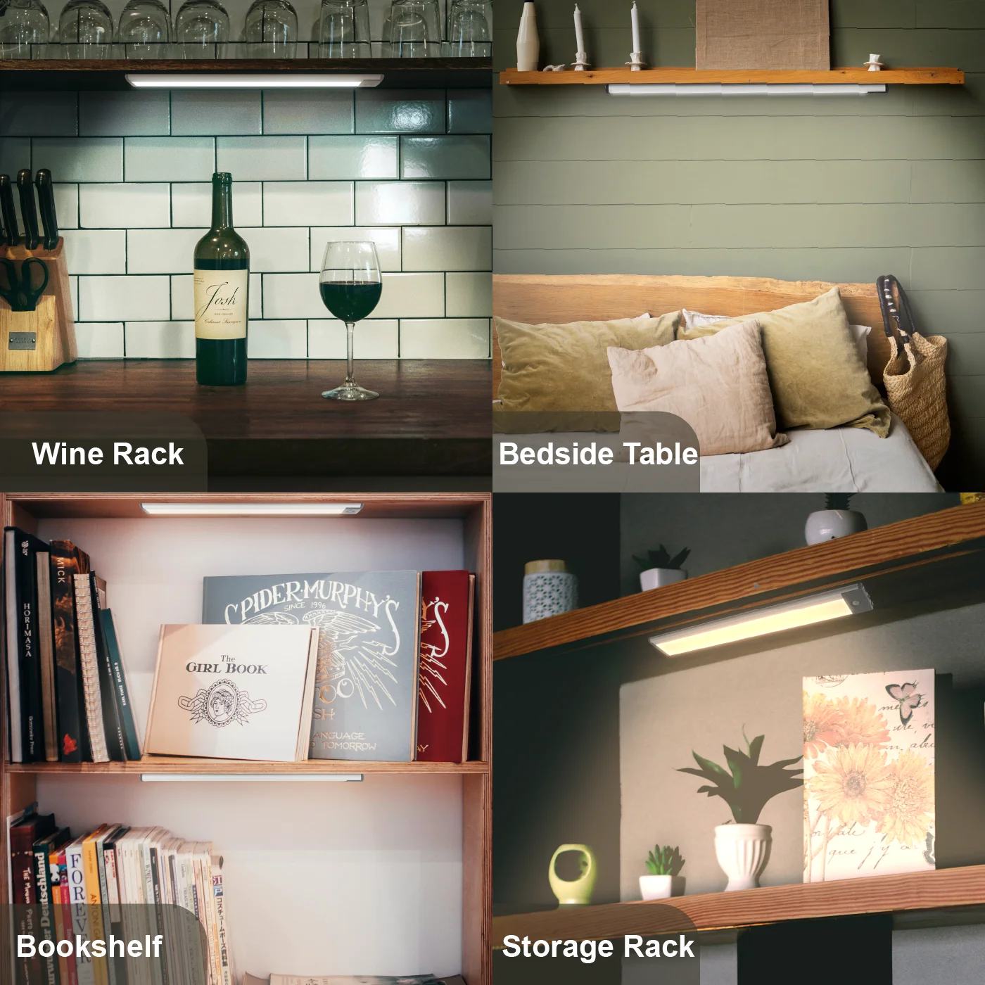 60 Led Tri-Color Dimming Light, Motion Sensor Light, Magnetic Cabinet Light, USB Charging, No Wiring Required, Easy to Install, Suitable for Cabinets, Wardrobes, Shelves