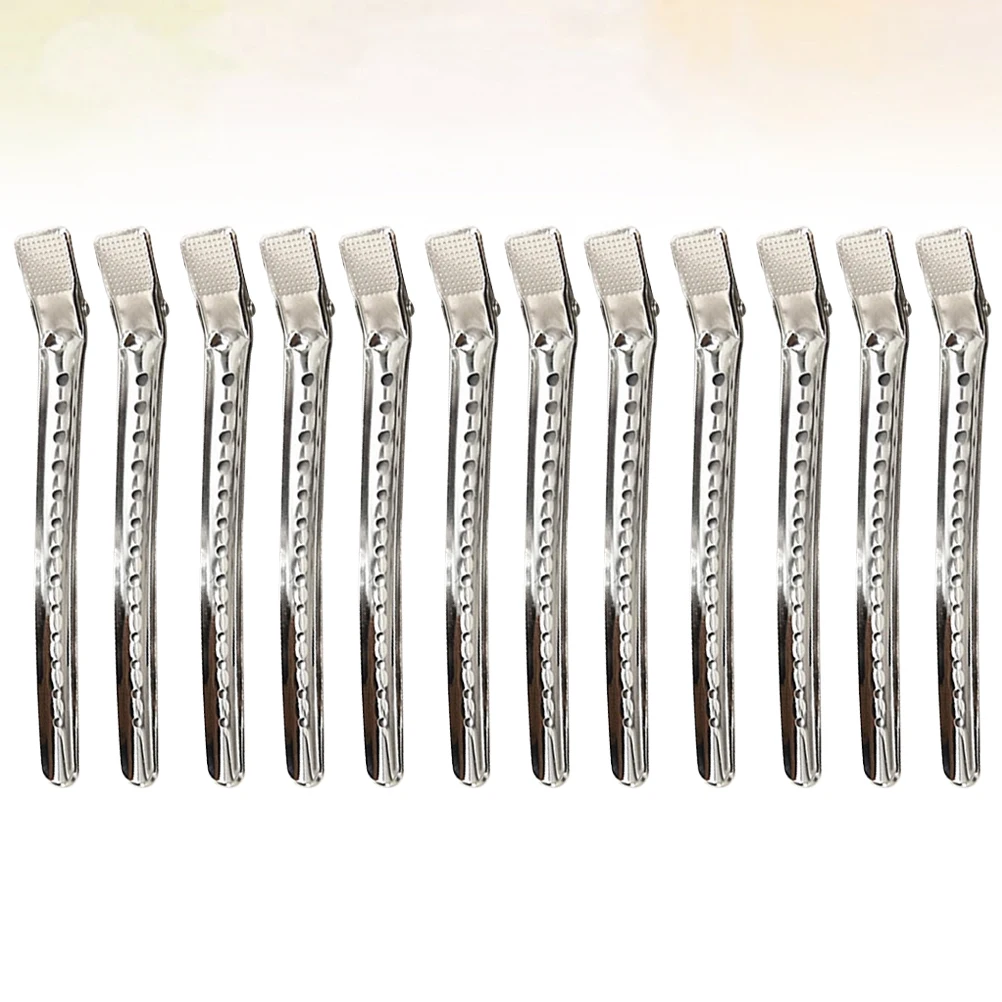 

12pcs Long Nose Dye Clips Stainless Steel Reusable Hair Salon Tool For Diy Hair Coloring Easy Hold Hairpin L Size